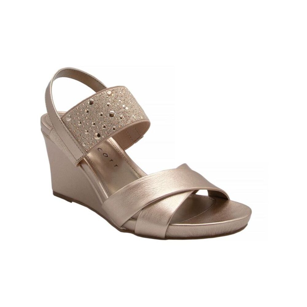 KAREN SCOTT Womens Pink Parrisa Round Toe Wedge Slip On Slingback Sandal 7.5 M